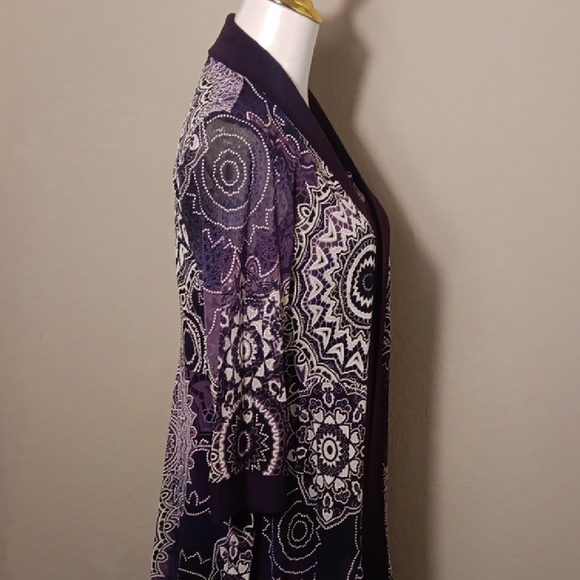 NWT! R&M Richards 2 Piece Printed Jacket And Dress Set Petite - Eggplant - Picture 8 of 13